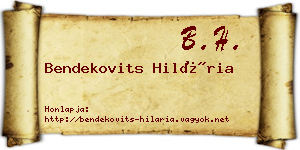 Bendekovits Hilária névjegykártya